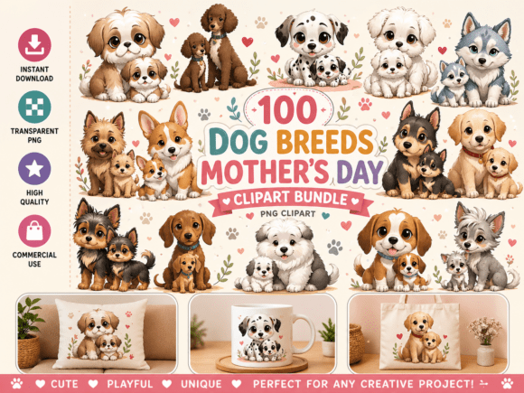 Celebrate Mother's Day with Heartwarming Dog Breeds Clipart