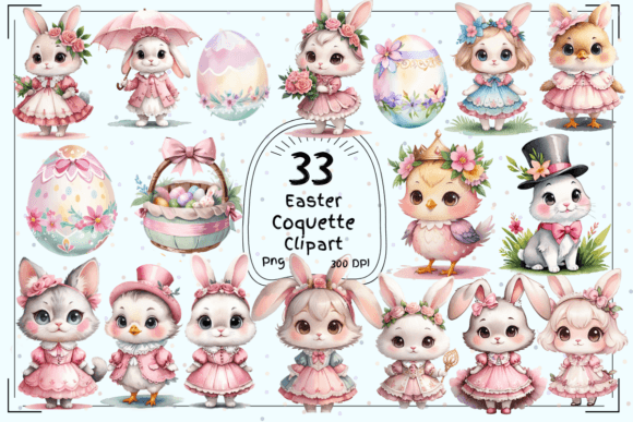 Charming Easter Coquette Theme Clipart: Elevate Your Seasonal Designs