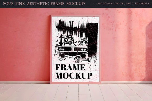 Elevate Your Designs with Four Pink Aesthetic PSD Frame Mockups