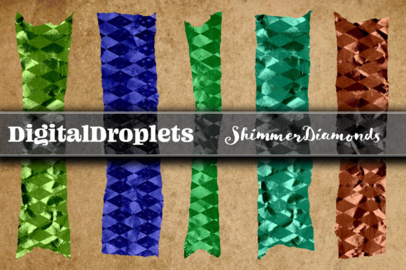 Gold Shimmer Diamonds: 180 Digital Washi Tapes for Designers