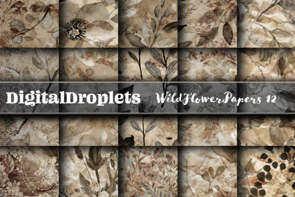 Wild Flowers Papers Vol. 12 | Collection: Textured, Glittered Design Assets