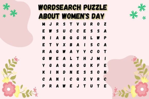 Wordsearch Puzzle About Women's Day: A Design Resource